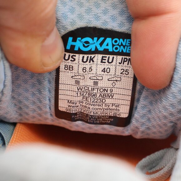 Hoka One One Clifton 9 Women’s Size 8 B Blue Orange Running Sneakers Shoes - Picture 3 of 13